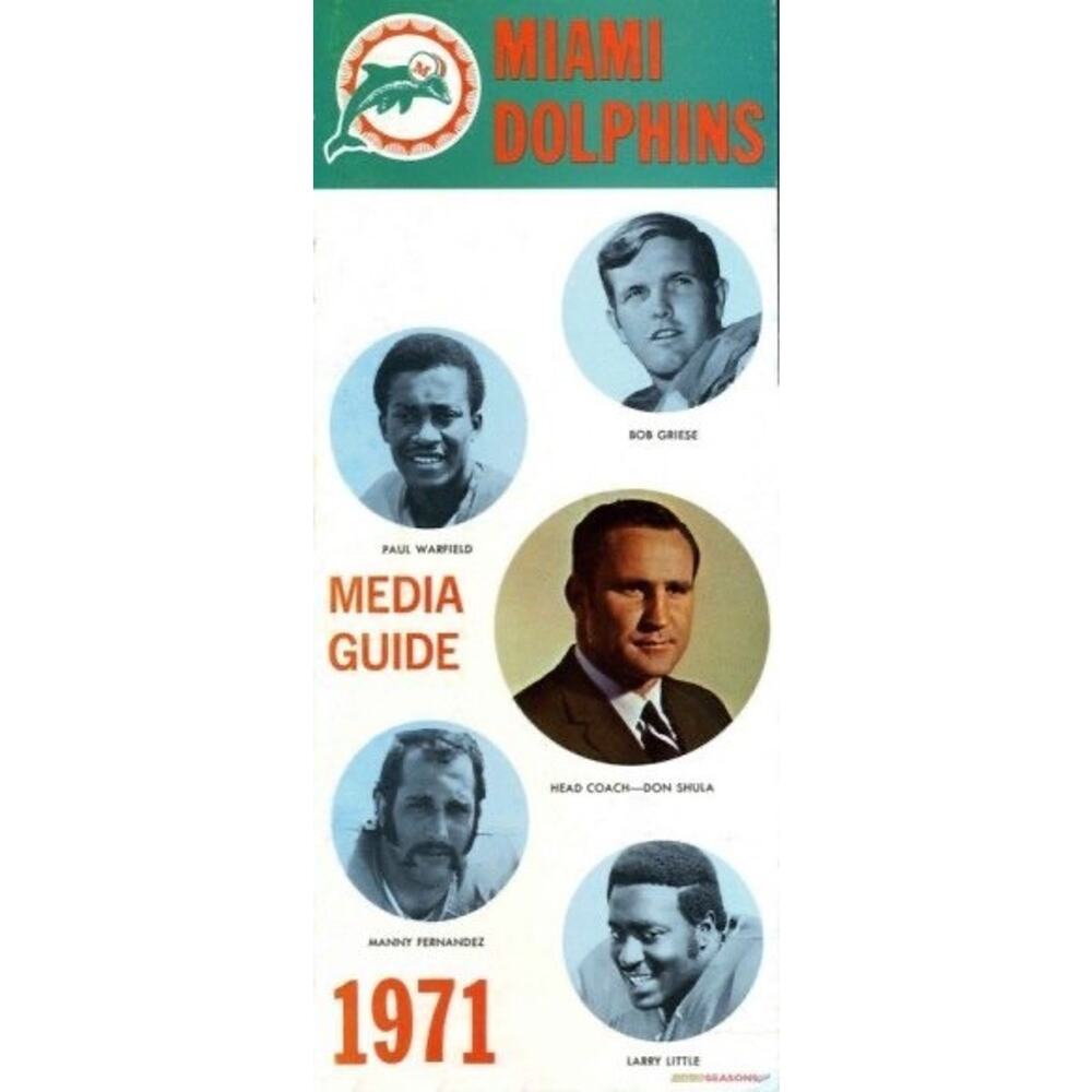 Miami Dolphins 1971 Media Guide Football Program Cover On 12x8in Metal Sign